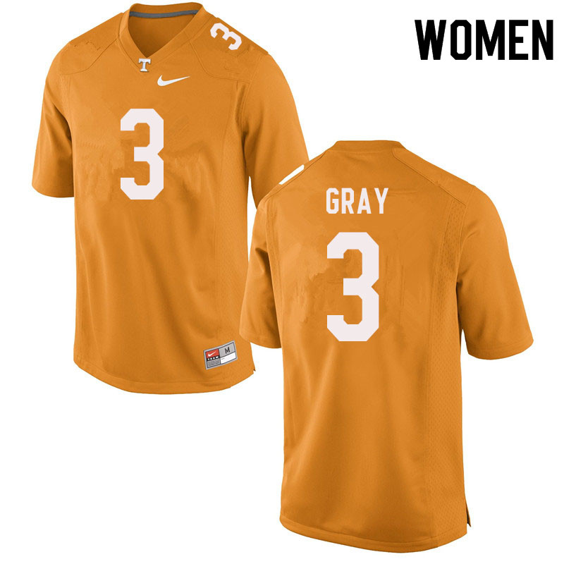 Women #3 Eric Gray Tennessee Volunteers College Football Jerseys Sale-Orange